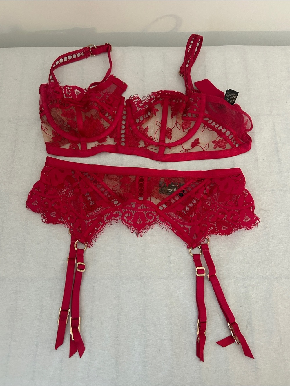 Honey Birdette red lingerie set